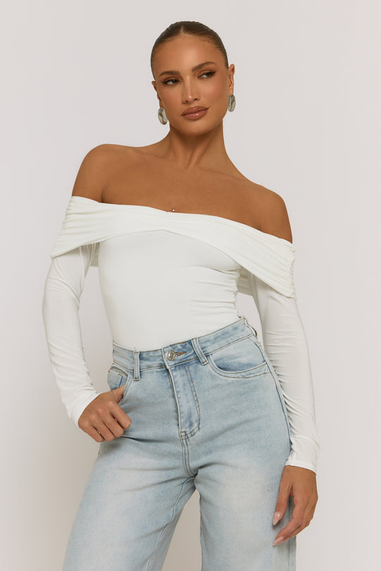 Ivory Twist Bardot Bodysuit - Luiza