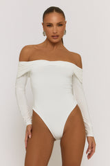 Ivory Twist Bardot Bodysuit - Luiza