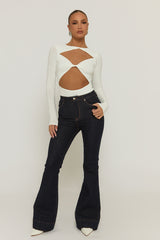 Ivory Cut Out Twist Front Bodysuit - Raisa