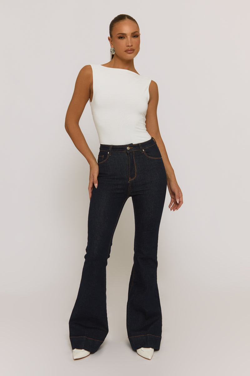 Indigo Stretch Flared Leg Jeans - Briani