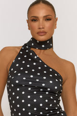 Black Polka Dot Scarf Top - Melani