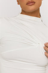 White Twist Detail Long Sleeve Top - Maria
