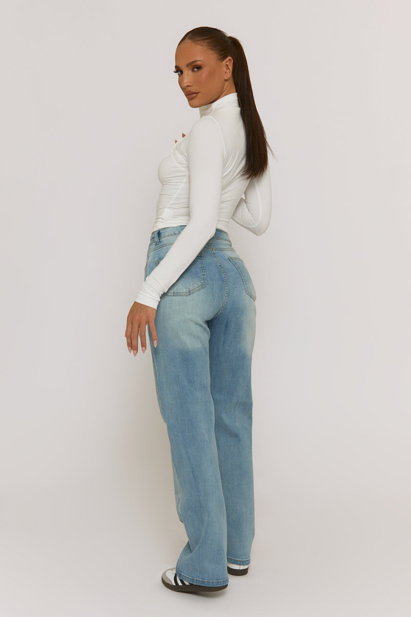 Blue Diamante Star Wide Leg Jeans - Jaynie