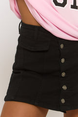 Black Denim Stretch Skort - Danielle
