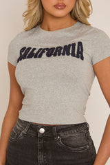 Grey California Cropped T-shirt - Elom