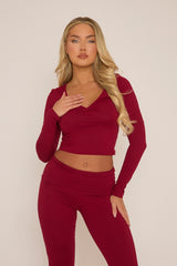 Wine Wrap Front Top and Trouser Lounge Co-ord - Helmi