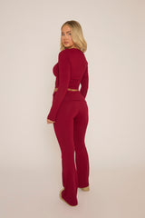 Wine Wrap Front Top and Trouser Lounge Co-ord - Helmi