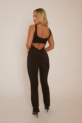 Black Slinky Open Back Jumpsuit - Catherine