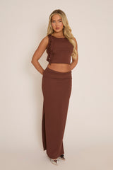 Chocolate Ruffle Top and Maxi Skirt Co-ords - Lavinia