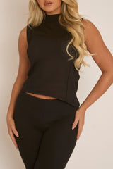 Black Knitted Sleeveless Top and Trouser Co-ord - Adelaide