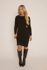 Black Open Twist Back Midi Bodycon Jumper Dress - Karrah