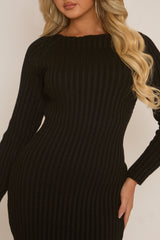 Black Open Twist Back Midi Bodycon Jumper Dress - Karrah