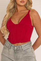 Wine Strappy Corset Top - Tamsin