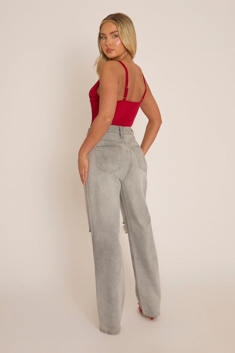 Wine Strappy Corset Top - Tamsin