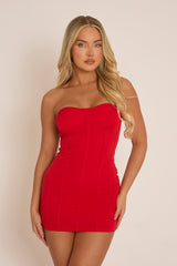 Red Corset Bandeau Mini Dress - Solana