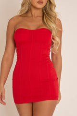 Red Corset Bandeau Mini Dress - Solana