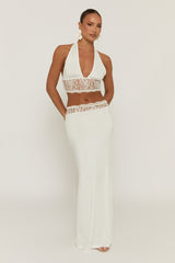 White Lace Detail Top and Maxi Skirt Co-ord Set - Karlie