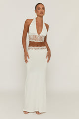 White Lace Detail Top and Maxi Skirt Co-ord Set - Karlie