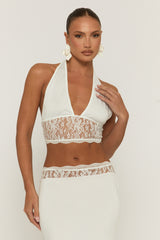 White Lace Detail Top and Maxi Skirt Co-ord Set - Karlie