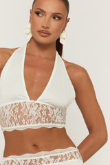 White Lace Detail Top and Maxi Skirt Co-ord Set - Karlie