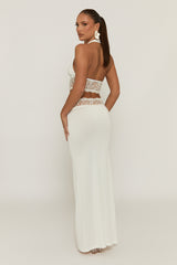 White Lace Detail Top and Maxi Skirt Co-ord Set - Karlie