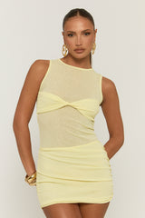 Butter Yellow Twist Front Mini Dress - Lizzy