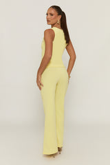 Butter Yellow Gold Button Waistcoat And Wide Leg Trouser Co-ord Set - Dasha