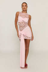 Pink Lace Panel Sleeveless Mini Dress - Michaela