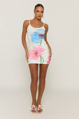 White Floral Bodycon Mini Dress - Athens