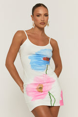 White Floral Bodycon Mini Dress - Athens