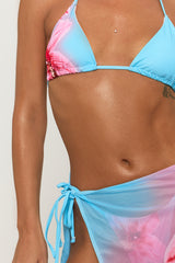 Blue Floral Bikini And Skirt 3 Piece - Penny