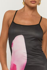 Black Large Floral Print Strappy Maxi Dress - Elsa