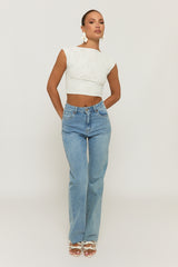 White Lace Open Back Crop Top - Mari