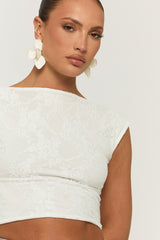 White Lace Open Back Crop Top - Mari