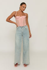 Pink Eyelash Lace Corset Top - Peru