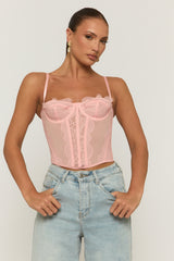Pink Eyelash Lace Corset Top - Peru