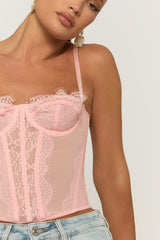 Pink Eyelash Lace Corset Top - Peru