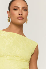 Yellow Lace Open Back Crop Top - Mari