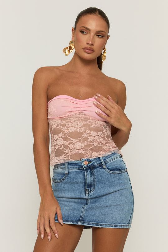 Pink Lace Bandeau Top - Sintra