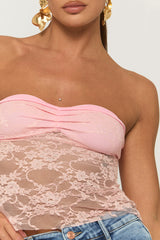 Pink Lace Bandeau Top - Sintra