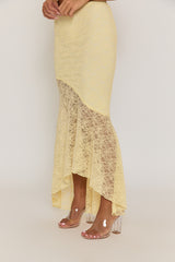 Butter Yellow Lace Ruffle Top and Maxi Skirt Co-ord Set - Claire