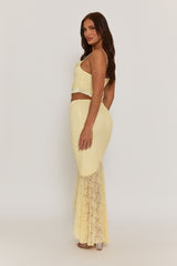 Butter Yellow Lace Ruffle Top and Maxi Skirt Co-ord Set - Claire