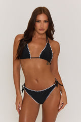 Black Contrast Stitch Triangle Bikini - Dulcie