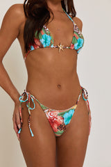 Multi Print Starfish Trim Bikini - Adeline