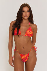 Orange Printed Triangle Bikini - Emery