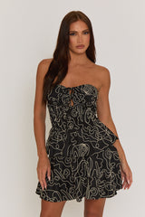 Mono Embroidered Bandeau Ruffle Mini Dress - Greer