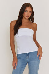 White Fold Over Bandeau Top - Morena