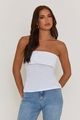 White Fold Over Bandeau Top - Morena