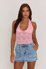 Acid Wash Blue Pocket Detail Denim Mini Skirt - Melania