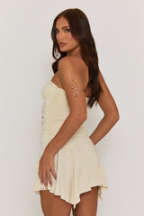 Beige Twist Front Cut Out Mini Dress - Fredrica